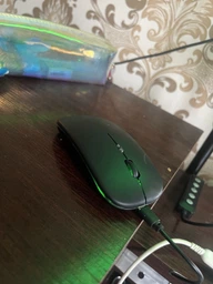 Беспроводная оптическая двухрежимная компьютерная мышка Lem Berger, соединение по Bluetooth и через фишку 2,4GHz, 1600 DPI, с подсветкой, матовая черная, G8159-3, 3309667 фото от покупателей 6