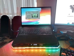 Охлаждающая подставка для ноутбука Hoco DH20 (2USB, 14"-19", 2200 об/мин., 7 углов наклона, RGB подсветка, 10 режимов, держатель для телефона) - Черный фото от покупателей 9