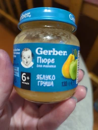 Упаковка фруктового пюре Gerber Яблуко та груша з 6 місяців 130 г х 6 шт (7613287166920) фото від покупців 1