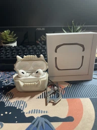 Чехол для наушников Apple AirPods Pro / Pro 2 BLACKTIME 808FC TIGERTEETHCASE ударопрочный силиконовый с карабином, Белый