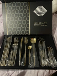 Набор столовых приборов из нержавеющей стали Portugal collection на 24 предмета Black Silver | Серебряно-черный - ножи, ложки, вилки фото от покупателей 14