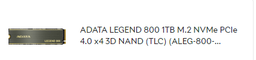 SSD диск ADATA LEGEND 800 1TB M.2 NVMe PCIe 4.0 x4 3D NAND (TLC) (ALEG-800-1000GCS) фото от покупателей 1