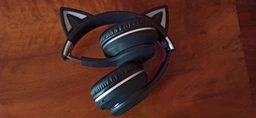 Беспроводные наушники Onvex BT612I с кошачьими ушками, RGB-подсветкой, Bluetooth 5.3, FM-радио, MicroSD, AUX, складные Blue-Pink фото от покупателей 17