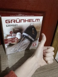 Ручной миксер Grunhelm GRM661 кухонный миксер с насадками для замешивания теста 5 скоростей 400 Вт Черный фото от покупателей 4