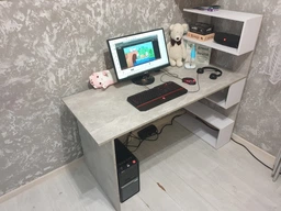 Стол компьютерный Moreli Christer Ш1416*В1226*Г600 Дуб сонома-Белый фото от покупателей 19