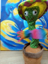 Танцующий кактус поющий с подсветкой Dancing Cactus TikTok игрушка Повторюшка кактус зеленый (L02) фото от покупателей 4