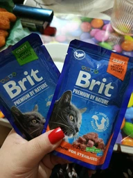 Вологий корм для стерилізованих котів Brit Premium Sterilised pouch 12шт/100 г, асорти із 4 смаків у желе фото від покупців 4