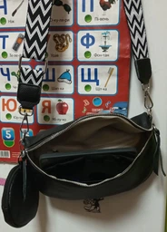 Шкіряна сумка Vintage для жінок через плече в класичному чорному кольорі з міні гаманцем (bg226fash66) фото від покупців 2