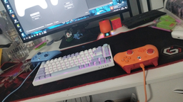 Клавиатура AJAZZ AK820 PRO White-Purple Игровая Беcпроводная Механичиская. 2.4G/Bluetooth/Кабель. С Екранчиком. Gift Switch