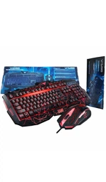 Игровая проводная клавиатура с подсветкой и мишкой V100L Черный