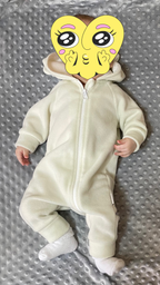 Дитячий теплий флісовий чоловічок для новонароджених MagBaby Bear 120634 Bear 68-73 см Молочний (4821711206347)