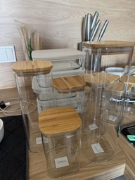 Банка для сипучих Ardesto Fresh квадратна 1 л h20,5 см скло (AR1310BLS) фото от покупателей 5