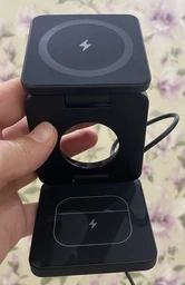 Складна бездротова зарядна докстанція MagSafe 3 в 1 магнітна зарядка док станція для айфона смарт годинника навушників Apple iPhone Apple Watch AirPods Black IW30-B фото від покупців 7