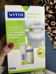 Набор Dentaid Vitis Orthodontic зубная паста 100 мл + ополаскиватель 500 мл + щетка 1 шт (8427426045835/8427426082588)