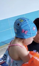 Тканевая шапочка для плавания для детей от 0.7-3 лет, универсальная голубого цвета CP-13 A_2 №9