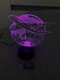 3D ночник подарочная ночная LED лампа светодиодный светильник Самолет 3 с пультом ДУ 16 цветов адаптером на usb батарейках из акрила для дома спальни детской оригинальный романтический подарок парню мужу 3DTOYSLAMP