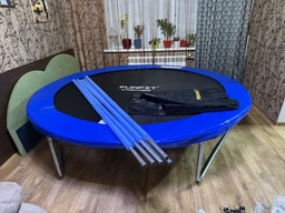 Батут Funfit 8ft (252 см) синий с внешней сеткой и лестницей: до 120 кг, для детей, взрослых, дачи, улицы фото от покупателей 14