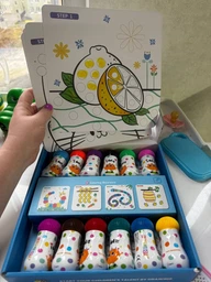 Набір для творчості – кольорові точкові маркери 12 кольорів (Dot painting) по 40 мл + 12 розмальовок у комплекті Superdots дитячі маркери на водній основі