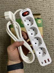 Мережевий фільтр-подовжувач RZTK Power Strip 4+2 USB-A (QC 3.0)+USB-С (PD20W) Black фото від покупців 3