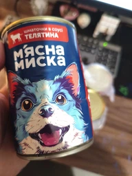 Вологий корм для дорослих собак М'ясна миска шматочки в соусі з телятиною 415 г фото від покупців 3