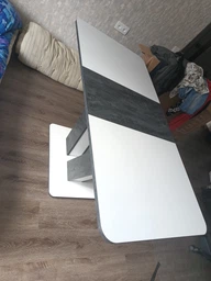 Стол обеденный раскладной Fusion furniture Крафт Белый/Угольный камень фото от покупателей 1