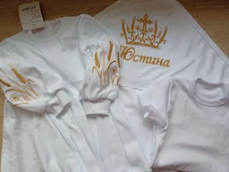 Крижма та плаття для хрещення дівчинки з колосками 68 см білий KD33KR14-KoronaKolosky-22 Ladan
