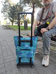 Сумка хозяйственная на колесах A-PLUS 27 х 14 х 45 см (2714 SH) Цветы на голубом