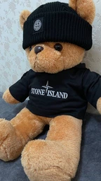 Плюшевый мишка в кофте и шапке Стон Айленд (Stone Island) 50 см Черный фото от покупателей 1