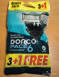 Бритви одноразові Dorco Pace 6 для чоловіків 6 лез 4 шт (8801038591247)