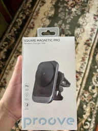 Автодержатель для телефона с беспроводной зарядкой Proove Square Magnetic Pro 15W Black (546920092) фото от покупателей 6