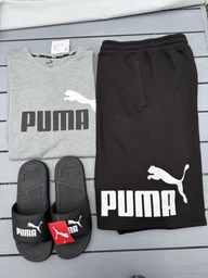Шорты хлопковые короткие мужские Puma Ess Big No. 1 Logo Shorts 10" 68259603 L Medium Gray Heather (4067983602054)