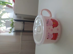 Бульйонниця керамічна Cuppy Peppa Pig велике горнятко з кришкою пластиковою 770 мл миска тарілка для супу чашка для бульйону і локшини з ручкою Рожевий