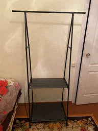 Стойка вешалка для одежды и обуви Coat Rack TW-777 new напольная стальная с полками, на колесах Black фото от покупателей 3