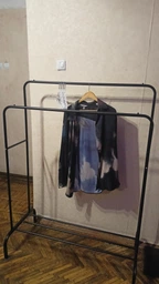 Двойная стальная стойка вешалка для одежды и обуви с полкой RZTK Loft Black фото от покупателей 14
