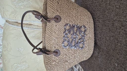 Солом'яна сумка Loewe Anagram large з шкіряними ручками Коричневий фото від покупців 2