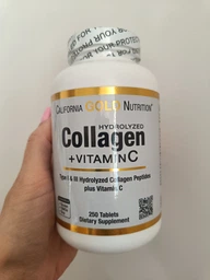 Коллаген + Витамин С, California Gold Nutrition, Тип 1 и 3, Hydrolyzed Collagen Peptides + Vitamin C, 250 таблеток