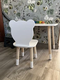 Детский столик 46×45×60 и стульчик "Мишка" 26.5х26х25 , стол и стул в детскую, белый фото от покупателей 4
