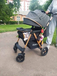 Продовження матрацик - вкладка в коляску DavLu Пір'я на сірому (000504)