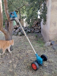 Тример садовий акумуляторний на колесах 48V, газонокосарка електрична Lawn Mower для газонів, трави і кущів + колеса мотокоса акумуляторна з гострими ножами та металевим диском бездротова електрокосарка на акумуляторі портативна з двома акумуляторами фото від покупців 1