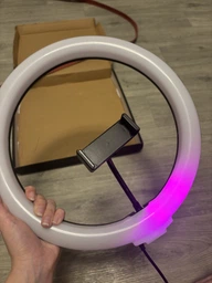 Кольцевая светодиодная цветная лампа RGB LED MJ30 Набор блогера селфи кольцо со штативом Мультиколор 30 см фото от покупателей 10