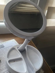 Косметичне настільне дзеркало для макіяжу з LED підсвічуванням, 3 режими + сенсорне управління, кругле, біле