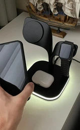 Беспроводная зарядная док станция для айфона складная LEXEGO 15W MagSafe 3в1 зарядка для айфон Apple iPhone Apple Watch AirPods с ночником (3 режима) Black U-22B фото от покупателей 2