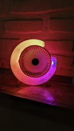Вентилятор настольный аккумуляторный Fan Portable USB RBG подсветка синий фото от покупателей 1