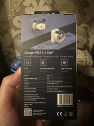 Мережевий зарядний пристрій 3mk HARDY for APPLE | 2 in 1 | GaN 33W | PD, QC3.0, PPS | TYPE-C USB-A | White фото від покупців 5