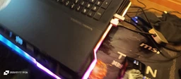 Охлаждающая подставка для ноутбука Hoco DH20 (2USB, 14"-19", 2200 об/мин., 7 углов наклона, RGB подсветка, 10 режимов, держатель для телефона) - Черный фото от покупателей 4