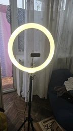Разноцветная кольцевая RGB LED лампа 36 см 3 крепления смартфона Studio Light + штатив 2м (SMJ-36)
