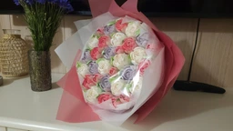 Натуральний букет із зефірних квітів тюльпанів №19