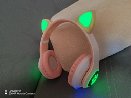 Бездротові навушники з однорогом та вушками Bluetooth Cat STN-27 з мікрофоном MP3 плеєром LED RGB підсвічування Біло-Рожеві фото від покупців 2