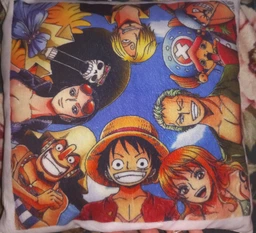 Плюшевая подушка Ван Пис One Piece anime принт №3 квадрат 35х35 см белая