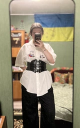 Широкий корсет на шнуровке S-L черного цвета